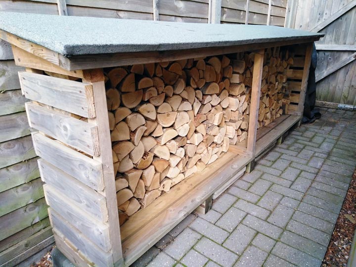 Custom built outdoor log store