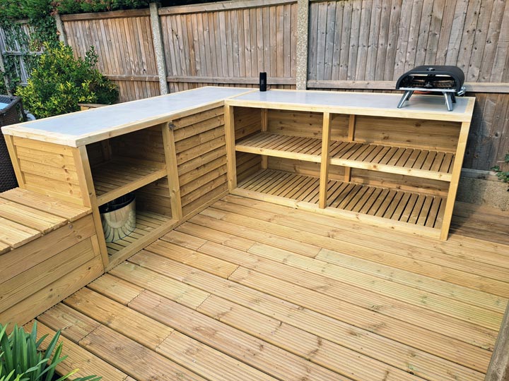 Outdoor kitchen front view installation