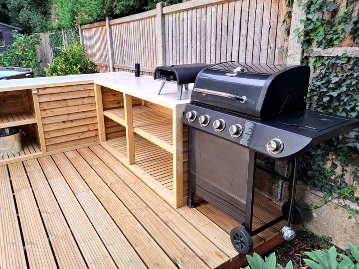 Outdoor kitchen side view installation project